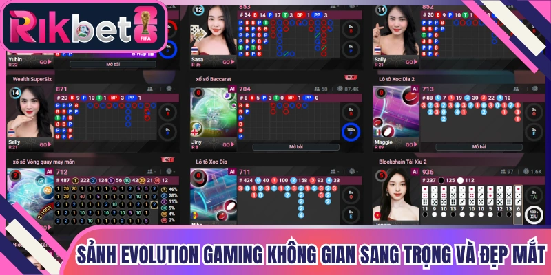 Sảnh Evolution Gaming không gian sang trọng và đẹp mắt